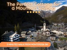 5 Minutes from Monterosa Ski, Small Cottage，位于格雷索拉特里尼泰的酒店