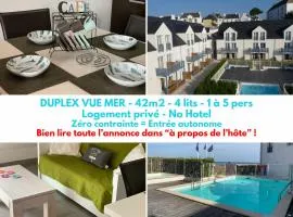 DUPLEX VUE MER - Plage à 100m- 4 lits - parking sous sol