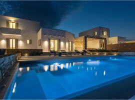 Luxury Mykonos Villa - 3 Bedrooms - Villa Estaffe - Amazing Agean Views - Wind Protected Alfresco Dining area，位于卡拉法蒂斯的酒店