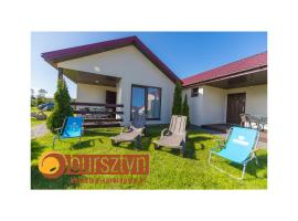 Bursztyn II Domki Apartamenty Pokoje w Sarbinowie blisko morza，位于萨比诺瓦的山林小屋