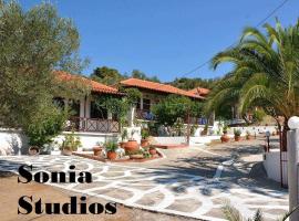 Sonia Studios，位于Nees Kidonies圣斯特法诺海滩附近的酒店