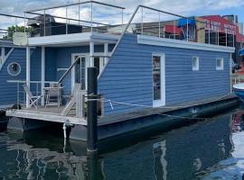 Premium houseboat on the lake，位于Burgstaaken的船屋