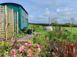 Bluebell Shepherds Hut with Hot Tub，位于兰韦尔普尔古因吉尔彭林高尔夫俱乐部附近的酒店