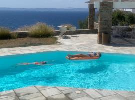 Elli s seafront pool villa, w/sandy beach in Kea, Cyclades，位于Melissaki的酒店