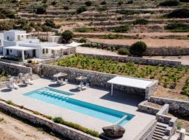 Stunning new villa with great pool area, magnificent panoramic sea view - Paros，位于Angairiá的酒店