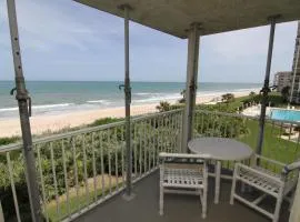 Stunning beachfront view and large balcony with pool access