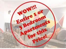 1 or 3 Bedroom Apartment with Full Kitchen