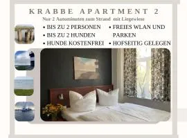 Krabbe Nordsee Apartment 2, ideal für Paare, kostenfreier Parkplatz, 2 Hunde willkommen, am Elbe-Weser-Radweg mit Unterstellmöglichkeit für Rad und E-Bike, gute Zuganbindung, zentral gelegen