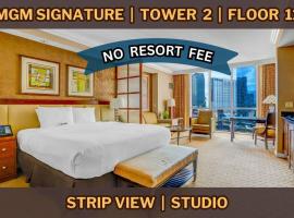 11th Floor MGM Signature Studio:Strip View, No Fee，位于拉斯维加斯的公寓