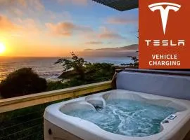 Magnificent Oceanview Hot Tub! Oceanfront! Shelter Cove, CA Tesla EV station