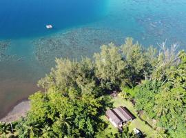 tahiti-bungalow at Teahupoo: beachfront with pountoon and mini pool，位于Teahupoo的乡村别墅