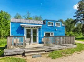 Blue Tiny House with Outdoor Wellness