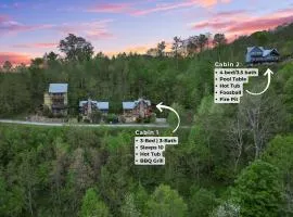 2 Cabins & Views for Miles Hot Tubs Pool Table