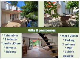 Villa 8 pers, 4 ch, jardin, clim 200m de la plage，位于滨海圣皮埃尔的酒店