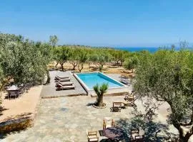 Joyanna Villa Pool, Sea View & Olive Grove Serenity in Mani