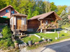 location type gîte, chambre d'hôte, meublé de tourisme dans joli petit chalet typique et ou jolie roulotte type bohème，位于Waldighofen的酒店