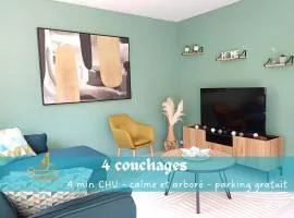 Proche CHU - 4 couchages - Parking gratuit - Local vélo