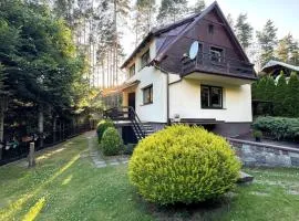 Domek nad Jeziorem Trzechowskim w lesie letniskowy na wsi