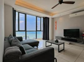 Tanjung Tokong Luxury SEAVIEW bathtub condo 2 rooms 6 pax near Straits Quay Marina Mall 丹绒道光 豪华海景 双房浴缸 高级公寓，位于丹绒道光的带按摩浴缸的酒店