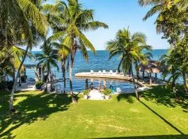 Lush tropical plantings in a gated compound located directly on the Florida Bay cottage