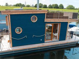 Tiny-Hausboot Irene mit Kamin und Dachterrassenlounge，位于汉堡的酒店