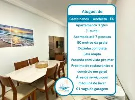 Apartamento recantoazul es Conforto Total a 50m do Mar Apartamento Recém-Reformado na Praia de Castelhanos, ES, para 7 Pessoas Aconchegante e Completo, com 3 Quartos e 1 Suíte