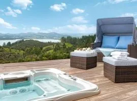 Luxe Mountain Retreat with Whangaroa View from the Hot Tub