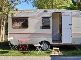 Caravane bohème équipée glamping jardin Bayonne