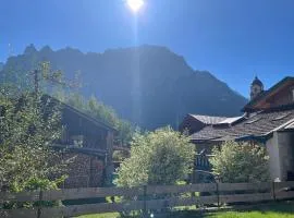 Ferienwohnung mit Terrasse und Garten mit Blick auf das Karwendelgebirge