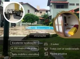 Casasveraneio casa com 3 Suites com ar condicionado à 100m da Praia de Barra De São Miguel, 8 minutos da praia bonita e a 3 do gunga , área de lazer privativa com piscina e churrasqueira!