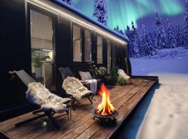 Lapland Riverside Cabin 5 MUSTIKKA, Ylläs, Tiny Home with Sauna, Fireplace, Terrace, BBQ, Wifi, Ski, Fishing, Pets OK