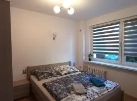Apartament JUKI, mieszkanie obok Katowice Wynajem na doby, krótkoterminowy, 2 pokoje balkon, 50m2,- po kapitalnym remoncie 2-ga sypialnia jest częścią salonu blisko Centrum Leczenia Oparzeń 2,5 km