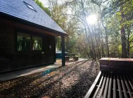 Denstone, woodland lodge with hot tub for 8
