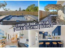 Luxury design, hot tub, close proximity to beach