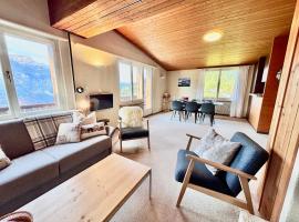 Jungfraujoch, Chalet Ski In&Out, Wengen, Valley view，位于翁根的木屋