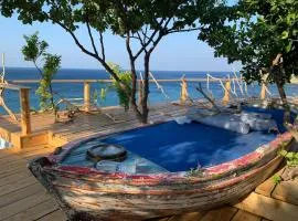 House with balcony on the sea