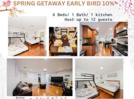 74-SPRING GETAWAY EARLY BIRD 10 PERCENT! Cozy & Lovely apartment in Quincy，位于昆西的酒店