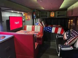 American rv glamping with hot tub