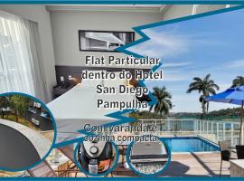 Flat Pampulha orla prox Mineirão com varanda，位于贝洛奥里藏特贝洛奥里藏特潘普利亚机场 - PLU附近的酒店
