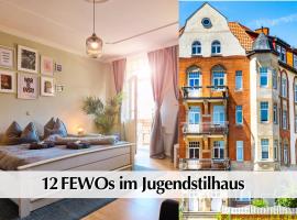 12 FEWOs im Jugendstilhaus mit Aufzug, Terrasse, Kingsize-Bett, Smart-TV, etc，位于爱尔福特的酒店