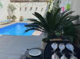 Stylish large house with heated pool in historic village