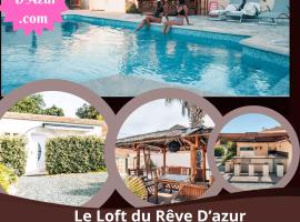 Rêve D'Azur en bord de mer à la Nartelle avec Piscine dans la résidence, Terrasse, BBQ, 2 chambres 2 sdb logement de 35m2 draps inclus，位于圣马克西姆的别墅