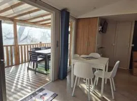 MH 201 AGREABLE et tout ÉQUIPÉ 2CH dont suite parentale et 2sdb avec vue sur foret dans camping 4 étoiles