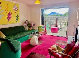 Designers dream, Tokyo pop art apartment with courtyard, fire & views