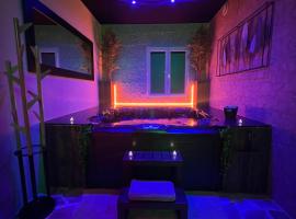 L'appar-T loft avec Spa privatif et jardin，位于日尔的带热水浴缸的酒店