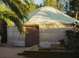 Yourte jardin tropicale piscine - Quatre Murs Et Un Toit，位于耶尔的豪华帐篷