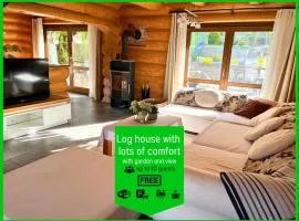 Blockhaus Malmkrog with garden, bright rooms, and an open kitchen