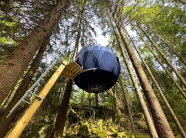 Hanging treehouse farmstay，位于Skjelfoss的酒店
