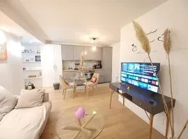 2 beds, modern building, with mobile AC, Paris Expo, 7' metro 2 steps to Paris