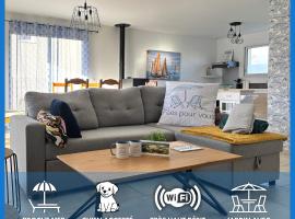 Les dunes, maison neuve 8 p bien équipée jardin clos, terrasse équipée, parking, garage à 850 m de la plage et centre bourg, sur plages du débarquement près Arromanches et Bayeux, chiens bienvenus，位于阿内勒的酒店